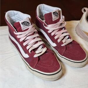 Vans Maroon White High-Top Sneakers